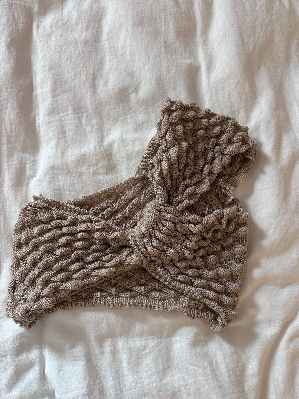 SHEIN Taupe Knit Twist Front Crop Top
